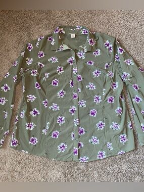 Duluth Trading SIDEWINDER Shirt Size XXL Floral Green Gardening Fishing Vented